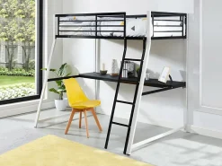 Vente-unique Lit mezzanine MALICIA - 90 x 190 cm - bureau intégré - Noir et blanc* Lit Mezzanine