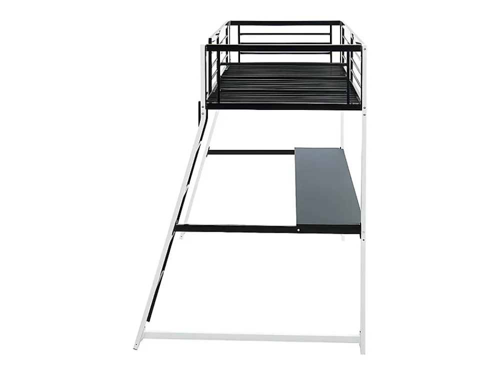 Vente-unique Lit mezzanine MALICIA - 90 x 190 cm - bureau intégré - Noir et blanc* Lit Mezzanine
