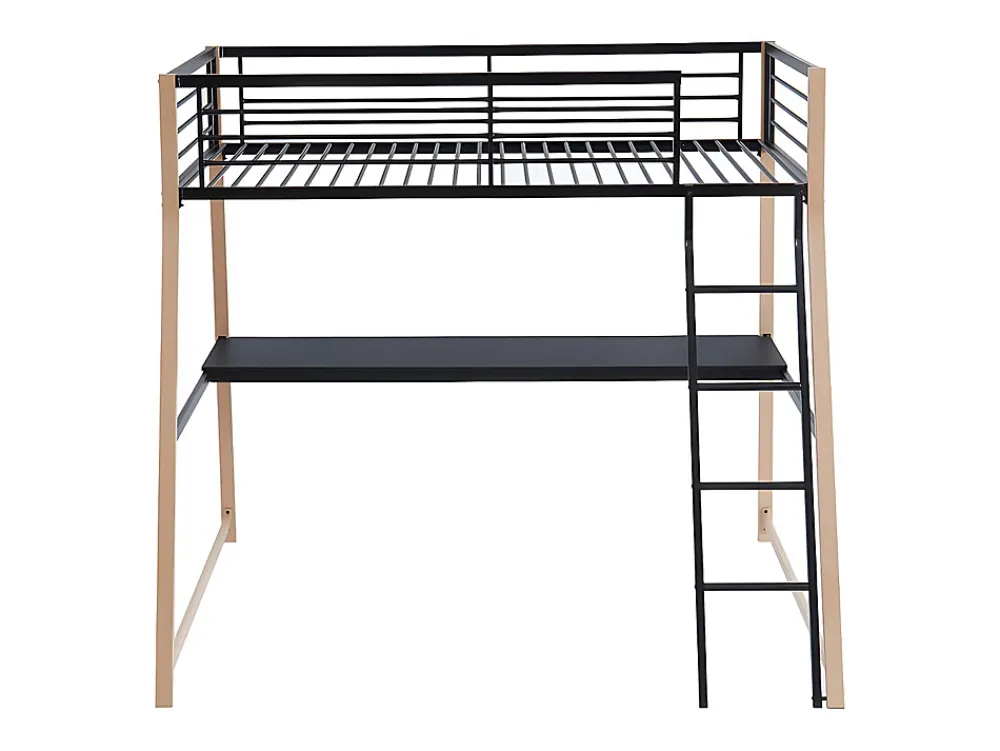 Vente-unique Lit mezzanine MALICIA - 90 x 190 cm - bureau intégré - Noir et chêne* Lit Mezzanine