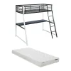 Vente-unique Lit mezzanine MALICIA - 90 x 190 cm - bureau intégré - Noir et blanc + matelas* Lit Mezzanine