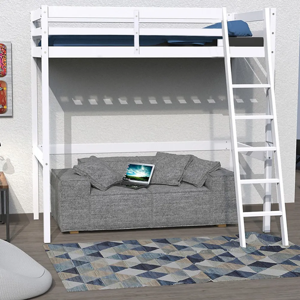 Weber Industries Lit mezzanine STUDIO 90x200 + 1 sommier / Blanc* Lit Mezzanine