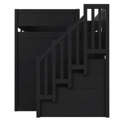 Okwish Lit Mezzanine 140x200 cm - avec Bureau Intégré, Escalier de Rangement et LED, Ports USB - MDF + Contreplaqué - Noir et Rouge* Lit Mezzanine