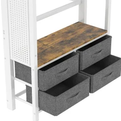 Lit Mezzanine 90x200 cm - Lit Déco avec Bureau et Rangement - Métal et MDF - Sans Matelas - Blanc><noscript><img width=