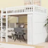Redom Lit mezzanine 140x200 cm avec bureau intégré, armoire et 3 tiroirs fonctionnels en pin blanc*Enfant Lit Enfant