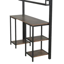 Lit mezzanine 120x200 cm avec bureau et étagère - escaliers avec rampes - Métal+panneaux de particules - Noir (sans matelas)><noscript><img width=