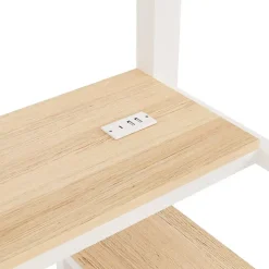 ModernLuxe Lit mezzanine 140x200 cm avec LED - avec penderie et bureau - 2 ports USB + 1 port Type-C - blanc (matelas non inclus)* Lit Mezzanine