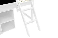 Lit mezzanine 90x200 cm avec tableau noir - avec 3 portes et une échelle - bois massif+MDF - Blanc(sans matelas)><noscript><img width=