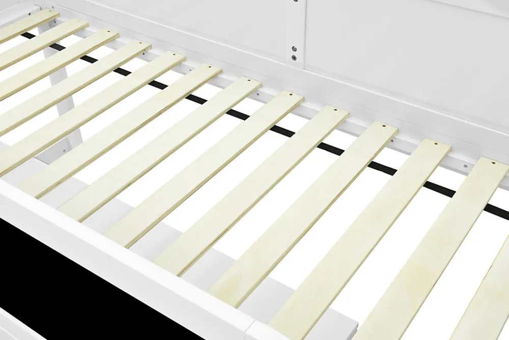 Lit mezzanine 90x200 cm avec tableau noir - avec 3 portes et une échelle - bois massif+MDF - Blanc(sans matelas)>ModernLuxe Discount