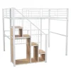 Aapaas Lit mezzanine 140x200 cm en métal blanc avec échelle de sécurité et étagère pour enfant ou adolescent*Enfant Lit Enfant