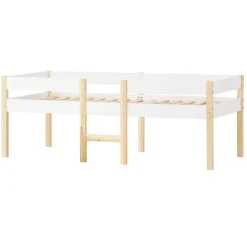 ModernLuxe Lit mezzanine 90x200 cm en pin massif avec tiroirs - Blanc (sans matelas)* Lit Mezzanine