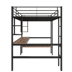ProximaX Lit mezzanine 90x200 cm métal noir, surélevé avec échelle, bureau et 4 étagères d angle, pour enfants et ados*Enfant Lit Enfant