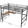 ProximaX Lit mezzanine 90x200 cm métal, surélevé, échelle, bureau en L et étagère intégrée, pour enfants et adolescents, Noir*Enfant Lit Enfant