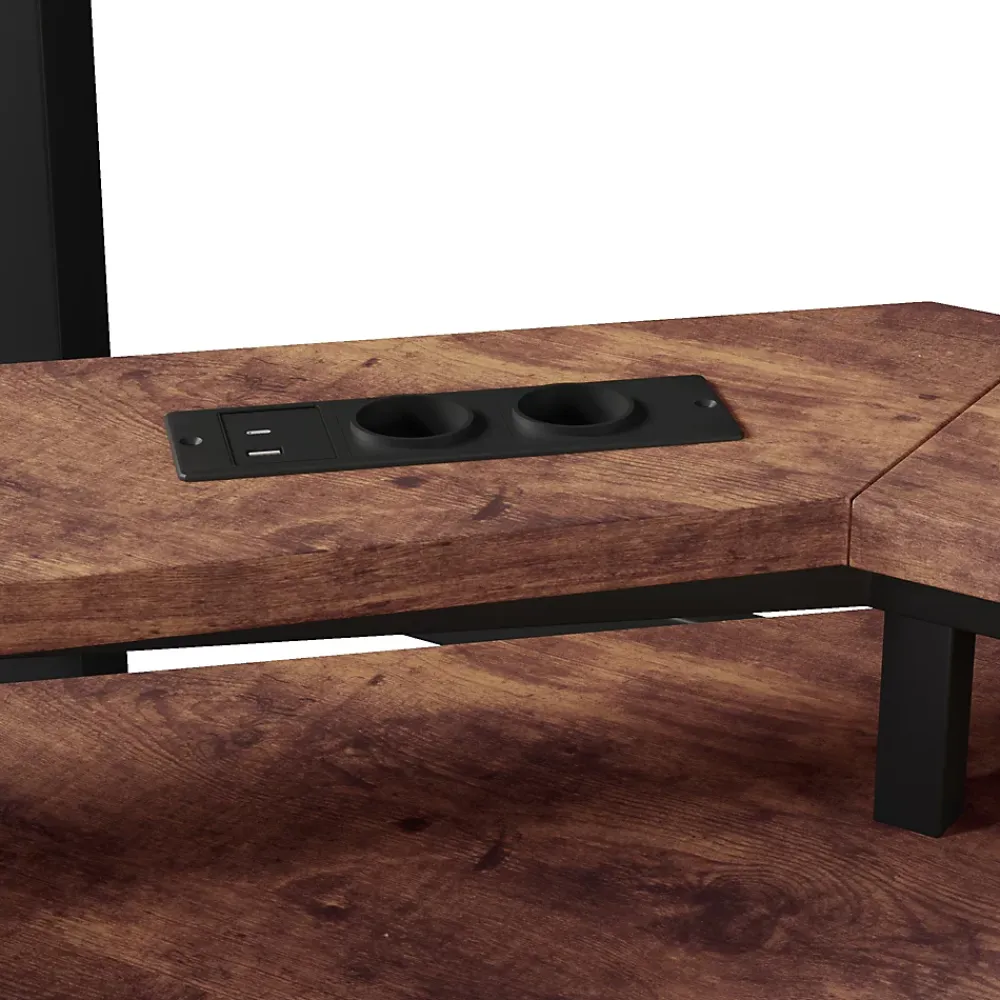 Okwish Lit Mezzanine 140x200 cm-Bureau Intégré, Éclairage LED Réglable et Panneau Perforé, Ports USB, Type-C et 2 Prises - Métal/MDF Noir* Lit Mezzanine