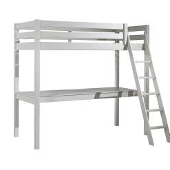 Petits-Meubles Lit Mezzanine 90x200 Sommier Inclus et Bureau Vipack Pino - Blanc*Enfant Lit Enfant