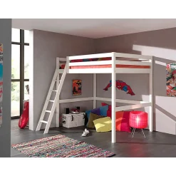 Lit Mezzanine 140x200 Sommier Inclus Vipack Pino - Blanc>Petits-Meubles Best