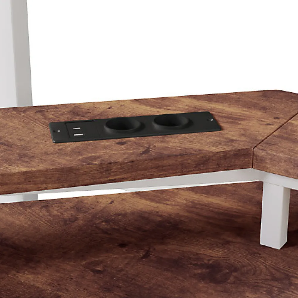 Lit mezzanine 140x200cm - structure en fer - bureau intégré - LED - USB et prise - blanc (matelas non inclus)>ModernLuxe Sale