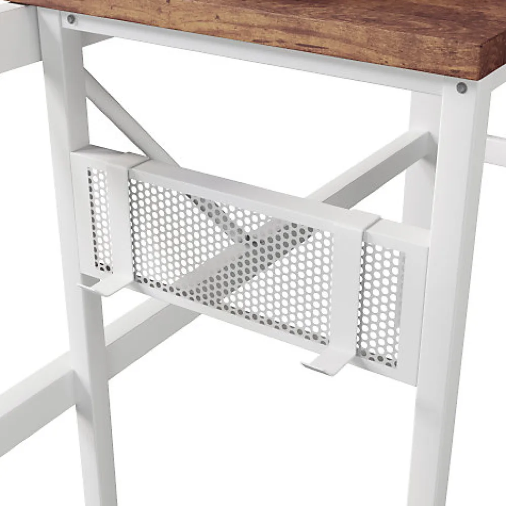 Lit mezzanine 140x200cm - structure en fer - bureau intégré - LED - USB et prise - blanc (matelas non inclus)>ModernLuxe Sale