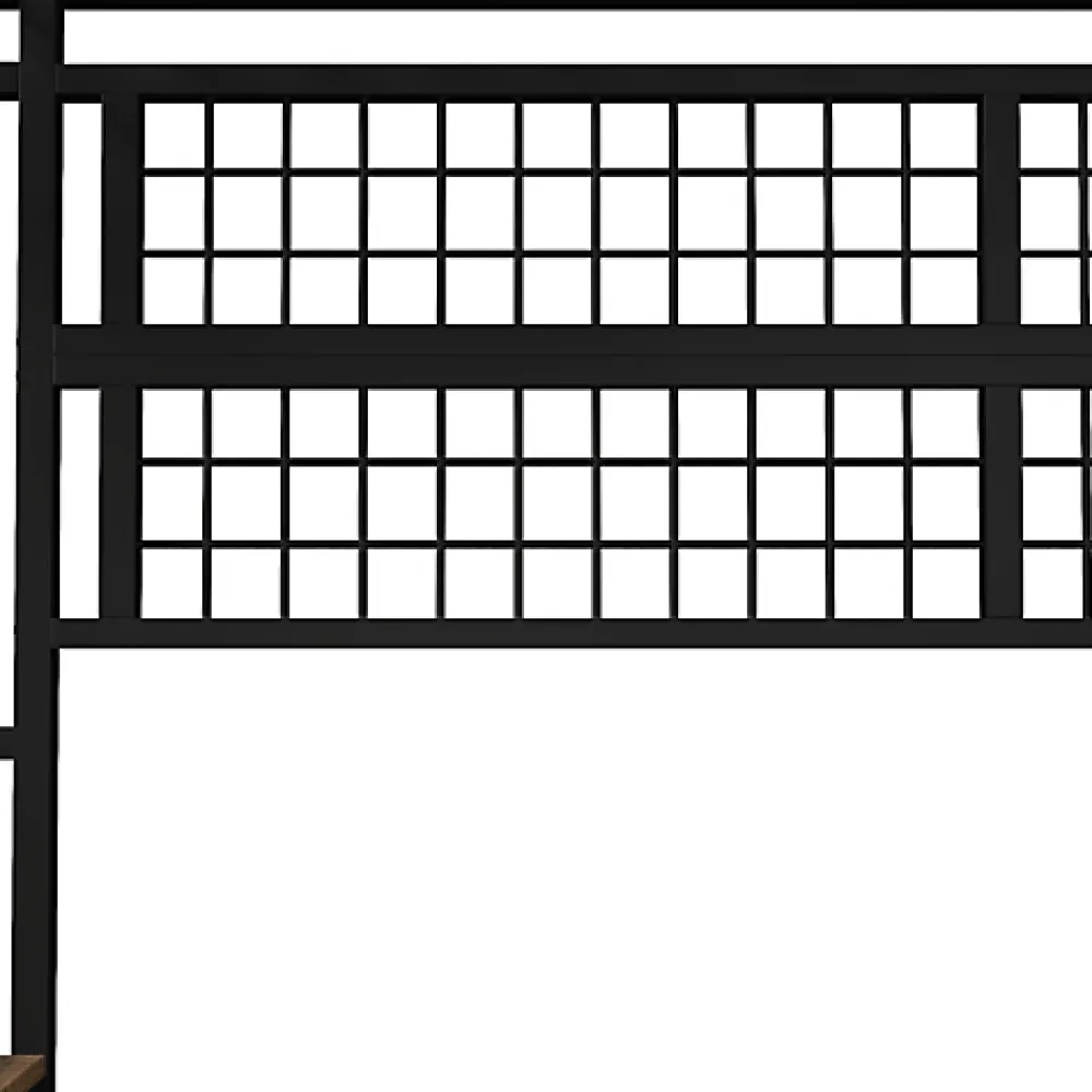 ModernLuxe Lit mezzanine 90x200cm - structure en fer - rangements - éclairage LED - noir (matelas non inclus)* Lit Mezzanine