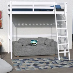 Lit Mezzanine 90x190cm blanc SALA avec incl. Sommier et échelle>Bb Loisir Best
