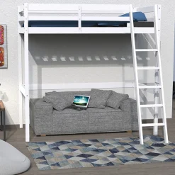 Lit Mezzanine 140x190cm blanc SALA avec incl. Sommier et échelle>Bb Loisir New