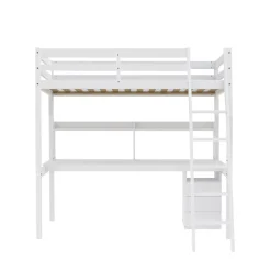 Lit Mezzanine 140x190cm blanc SALA avec Bureau et commode incl. Sommier et échelle>Bb Loisir Discount