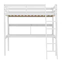 Lit Mezzanine 140x190cm blanc SALA avec Bureau et étagères incl. Sommier et échelle>Bb Loisir Hot