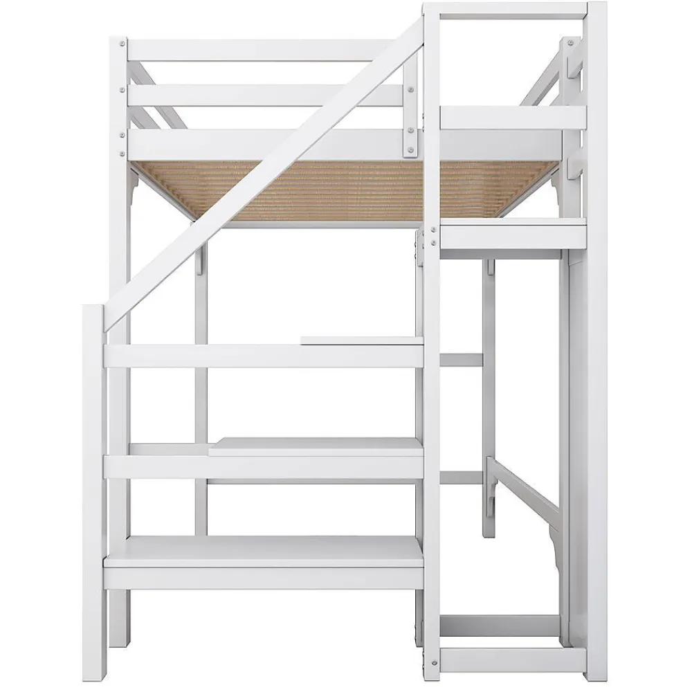 Lit Mezzanine 140X200Cm Escalier Armoire Blanc>Blackcolors Online