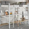 Simple Life Lit mezzanine, 90x200cm, metal, blanc, bureau, etageres, enfants, ados* Lit Mezzanine