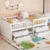 Lit Mi-Haut 90x200cm, 4 Tiroirs, Échelle, Pin, Sans Matelas, Style Minimaliste, Blanc>Fortuna lai