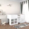 Vente-unique Lit mi-hauteur 90 x 190 cm avec rangements - Coloris : Blanc - BOUTANIO* Lit Avec Rangement