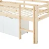 Vente-unique Lit mi-hauteur 90 x 190 cm avec rangement - Pin et MDF - Coloris : Naturel et blanc - LANIORI* Lit Avec Rangement