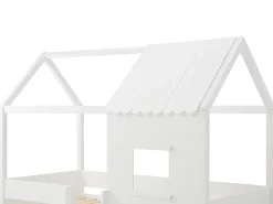 Vente-unique Lit mi-hauteur cabane 90 x 190 cm - Pin et MDF - Blanc - VALESKIA*Enfant Lit Enfant