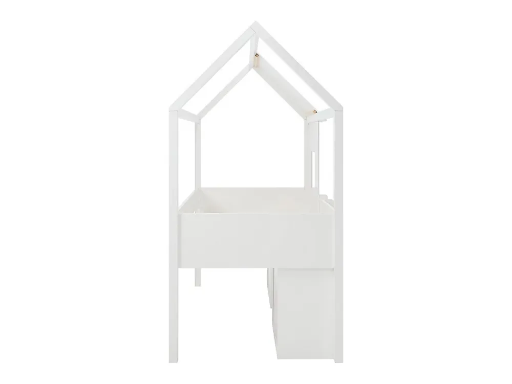 Vente-unique Lit mi-hauteur cabane 90 x 190 cm - Pin et MDF - Blanc - VALESKIA*Enfant Lit Enfant