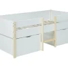 Lit mi-hauteur SISSY - 2 tiroirs - 90 x 190 cm - Blanc et chêne>Vente-unique Online