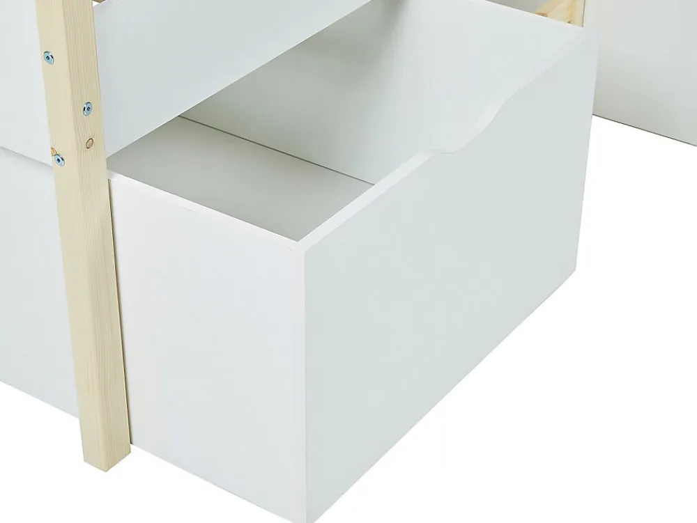 Lit mi-hauteur SISSY - 2 tiroirs - 90 x 190 cm - Blanc et chêne>Vente-unique Online