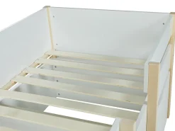 Lit mi-hauteur SISSY - 2 tiroirs - 90 x 190 cm - Blanc et chêne><noscript><img width=