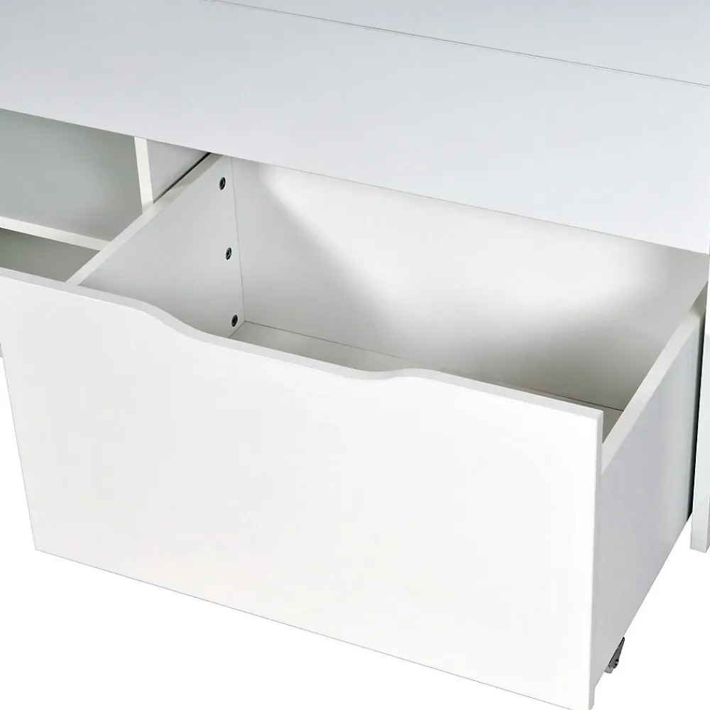 Weber Industries Lit mi-hauteur 90x190 cm ELIO avec sommier et rangements / Blanc*Enfant Lit Enfant