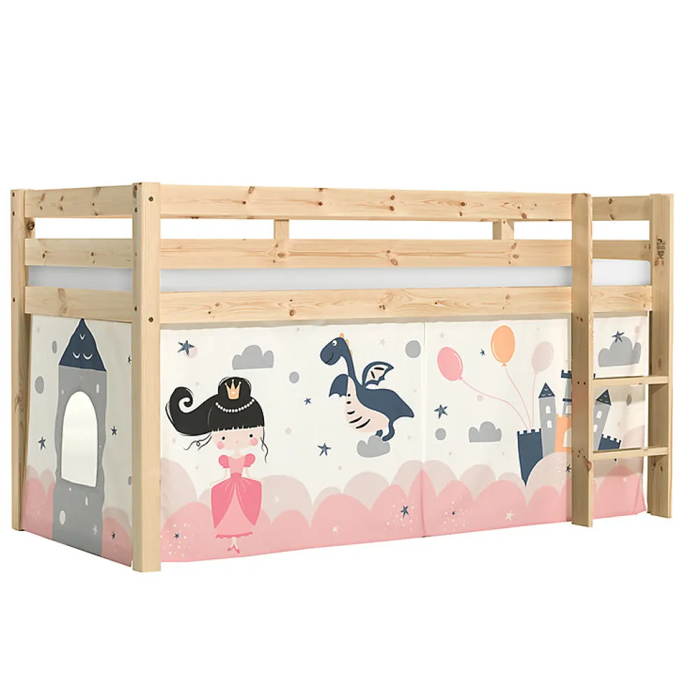 Lit Mi-Hauteur 90x200 sommier inclus housse Fairy Vipack Pino Bois>Petits-Meubles Best