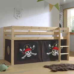 Petits-Meubles Lit Mi-Hauteur 90x200 sommier inclus housse Pirate Vipack Pino Bois*Enfant Lit Enfant