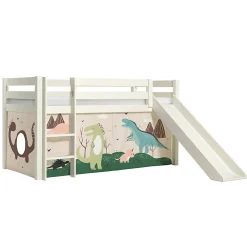 Lit Mi-Hauteur 90x200 Toboggan sommier inclus housse Dino Vipack Pino Blanc>Petits-Meubles Online