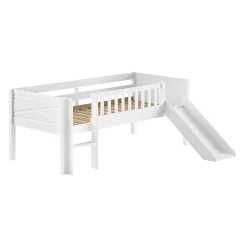 Petits-Meubles Lit mi-hauteur 90x200 toboggan et sommier inclus Vipack Scott Blanc*Enfant Lit Enfant