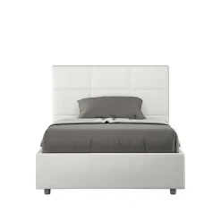 Lit Mika en simili cuir blanc avec sommier capitonné 120x210>Ityhome Clearance