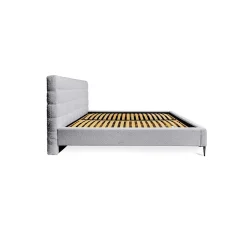 Lit MILLIO Blanc 140x200 cm Tissu chenille bouclé Sommier inclus Confort hôtel 5 étoiles><noscript><img width=