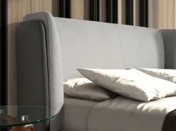 Angel Cerda Lit moderne en tissu gris clair et similicuir noir pour chambre élégante* Lit Simple