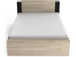 Lit modulable 140 x 190/200 cm avec rangements - Coloris : Naturel et noir - ERALIA><noscript><img width=
