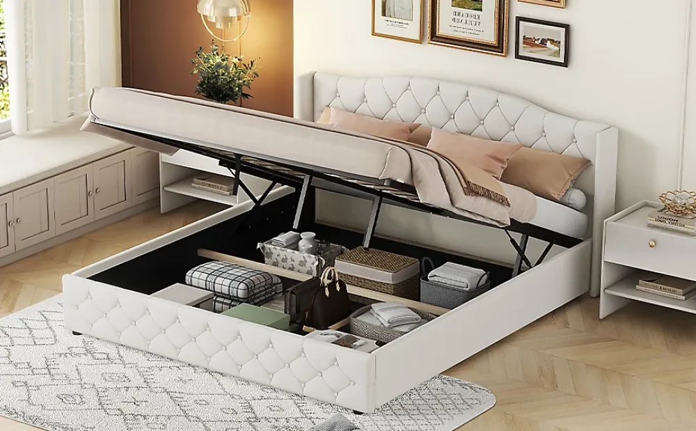 Fortuna lai Lit multifonction 180x200cm avec stockage hydraulique, Beige*Enfant Lit Enfant