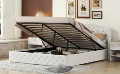 Fortuna lai Lit multifonction 180x200cm avec stockage hydraulique, Beige*Enfant Lit Enfant