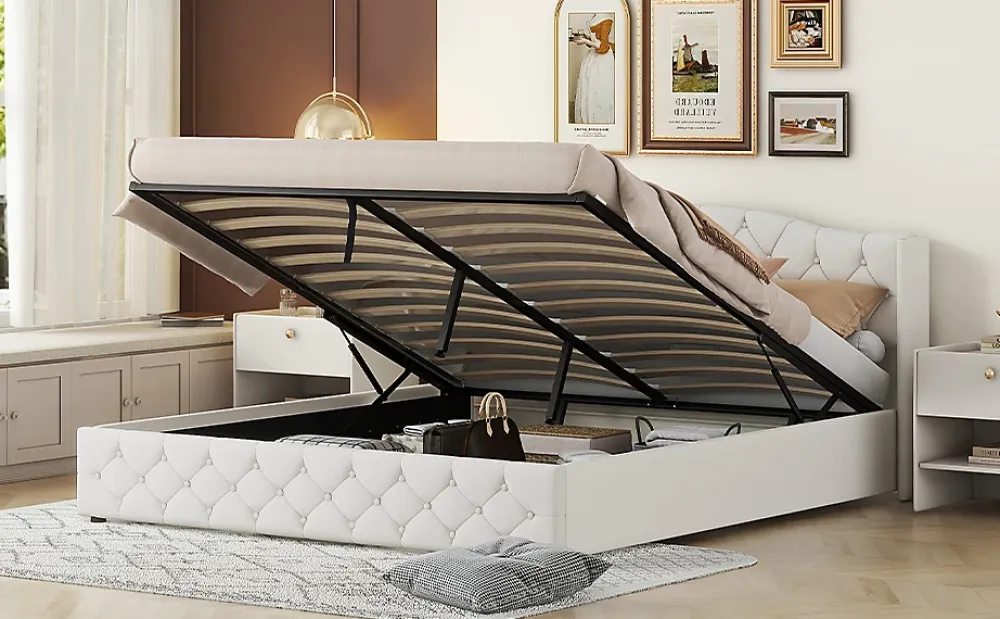 Fortuna lai Lit multifonction 180x200cm avec stockage hydraulique, Beige*Enfant Lit Enfant