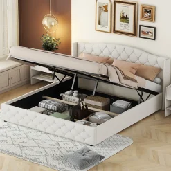 Fortuna lai Lit multifonction 180x200cm avec stockage hydraulique, Beige*Enfant Lit Enfant