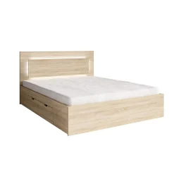Meublorama Lit NOFI 160 x 200 cm avec sommier et 2 tiroirs de rangement - coloris chene sonoma* Lit Avec Rangement
